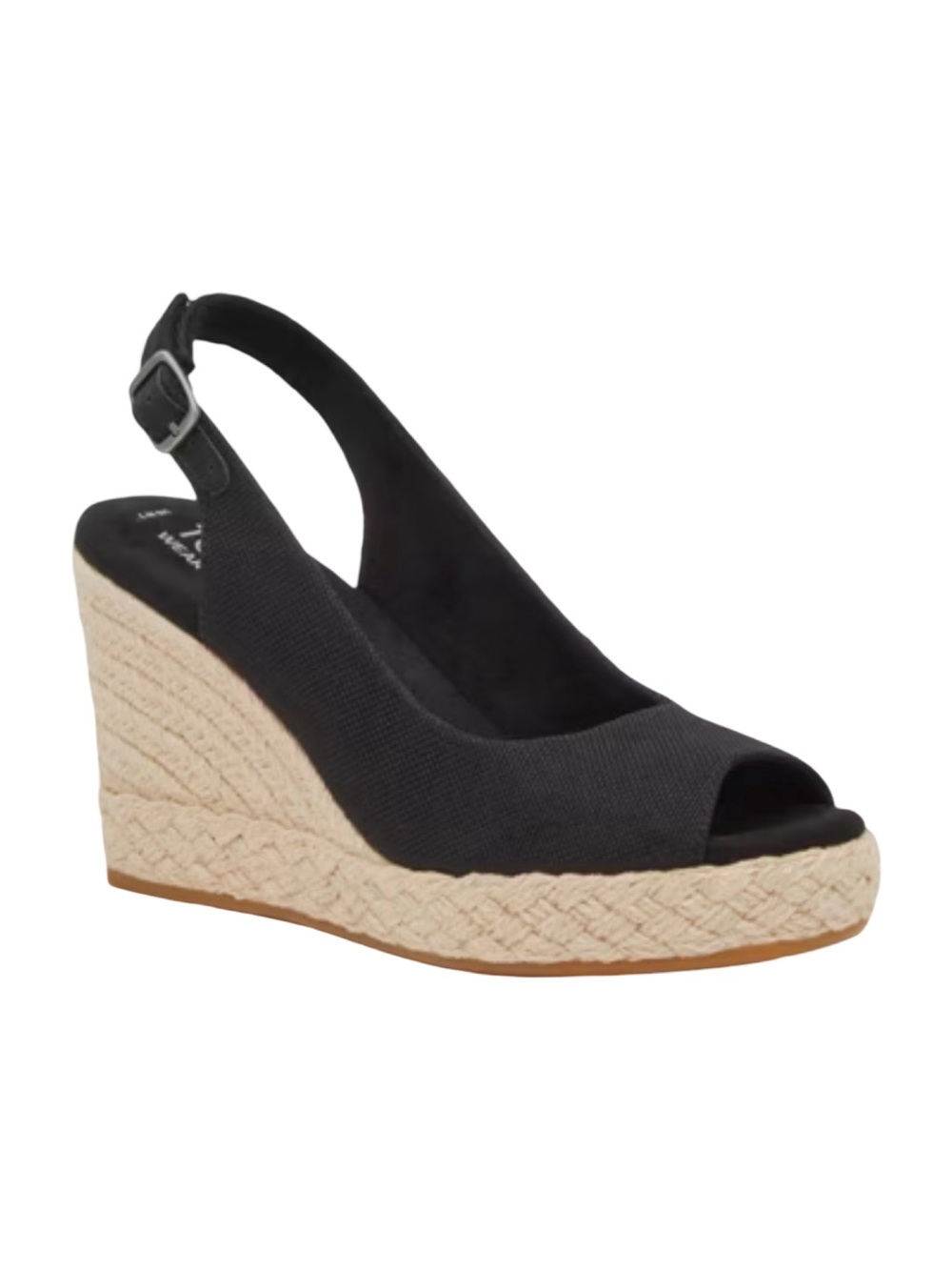 TOMS Camilla Black Fabric Espadrille Wedge Slingback Sandals 10 NWT⁠